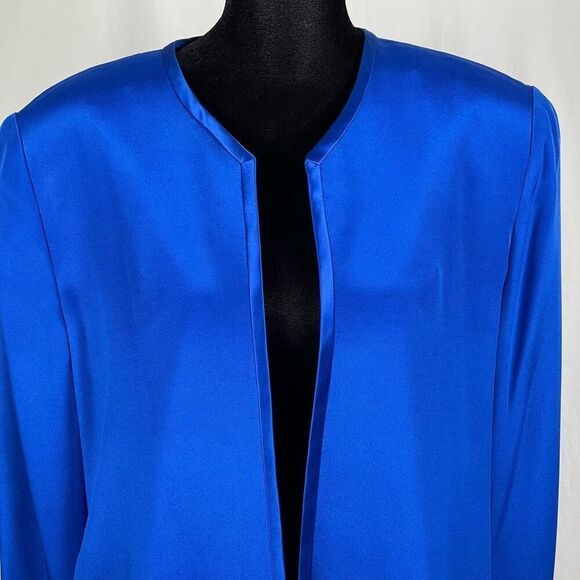 Miller Shor NWT 100% Silk Vibrant Blue Collarless Open Tunic - Women’s 12 - Picture 3 of 8